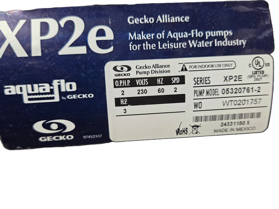 Gecko XP2E Pump 3HP (P/N: 05320761-2040)
