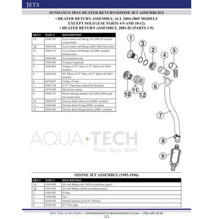 Sundance Spas Jacuzzi Gravity Drain Outlet (P/N: 6540-979)