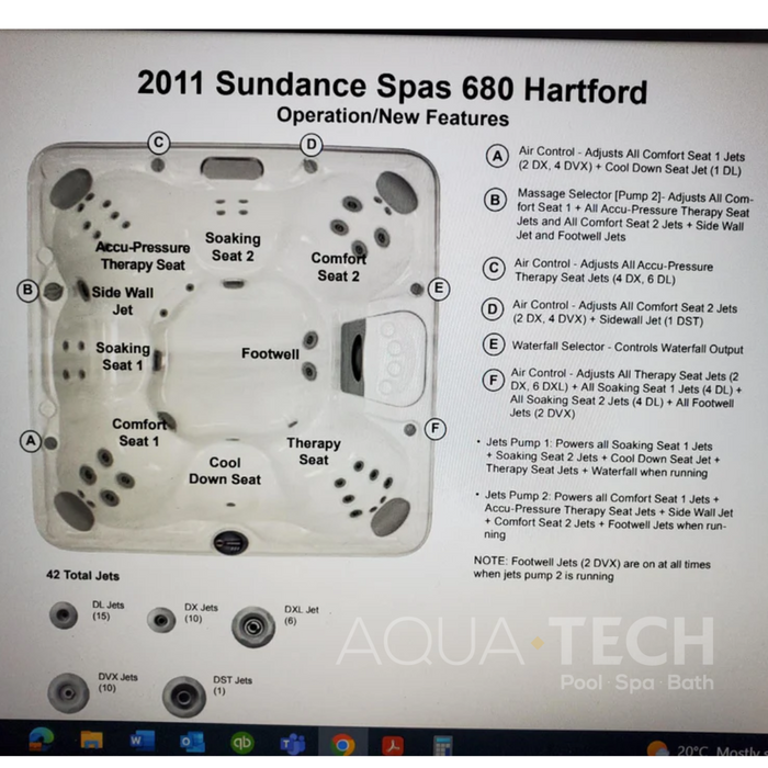 2010 Sundance Spas 680 Series Hartford Jets Package SHIPS IN 8 TO 10 WEEKS APPROX