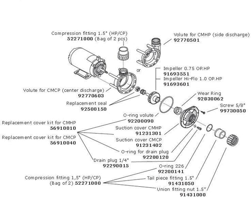 Hot Tub Parts - Gecko Aqua-Flo CircMaster Pump Side Discharge 115V (P/N: 02093000-2010)