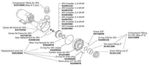 Hot Tub Parts - Gecko Aqua-Flo Master XP2 Pump 4HP (P/N: 06130395-2040) OUT OF STOCK