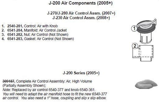 Hot Tub Parts - Sundance Spas Jacuzzi Air Control (P/N: 2540-281)