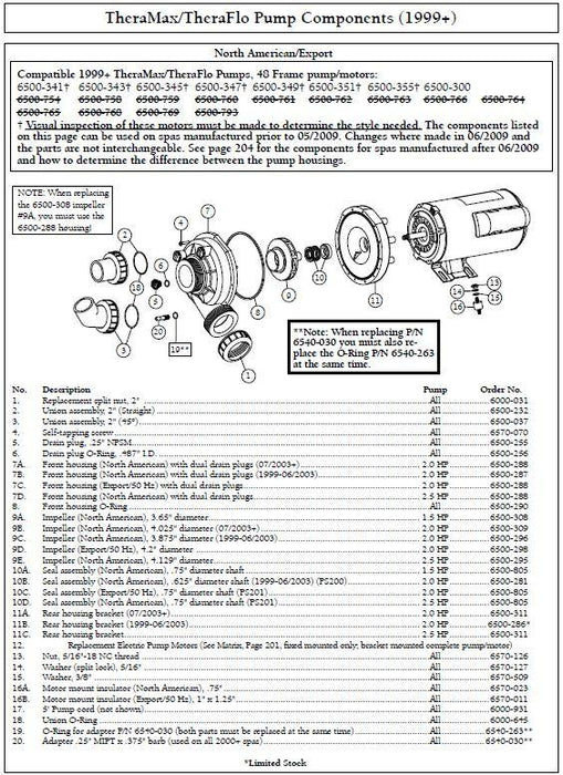 Hot Tub Parts - Sundance Spas Jacuzzi Mechanical Seal Assembly (P/N: 6500-805)