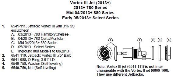 Hot Tub Parts - Sundance Spas Vortex III Jet (P/N: 6541-111)