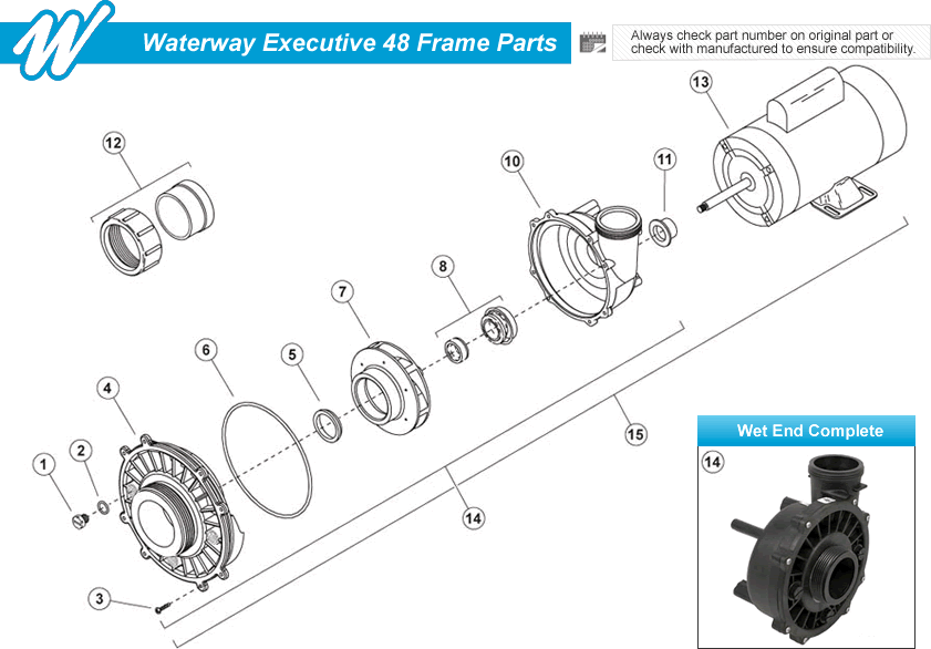 Hot Tub Parts - Waterway Executive Side Discharge Wet End (P/N: 310-1890)